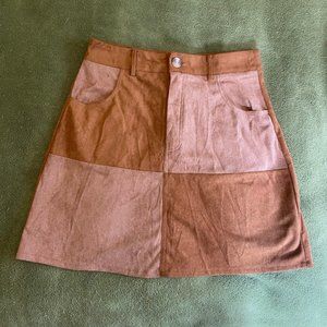 Soft Brown Checkered Skirt Size S/M